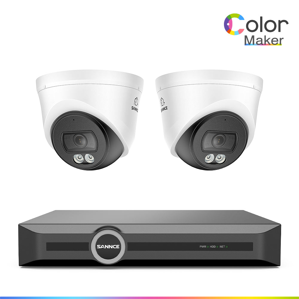 NCR300 - 3MP 8-Channel PoE Security Camera System with 6MP NVR, F1.0 Full Color Night Vision, 2Pcs 2K Cameras, AI Human & Vehicle Detection, S+265