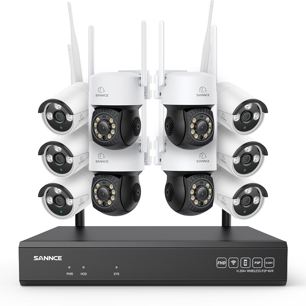 5MP 16-Channel Wireless CCTV PT Camera System, 8MP NVR, 5MP Pan & Tilt WiFi IP Cameras, Audio Recording, AI Human Detection, Work With Alexa (4xPT Camera, 6xBullet Camera and 8MP 16CH NVR)