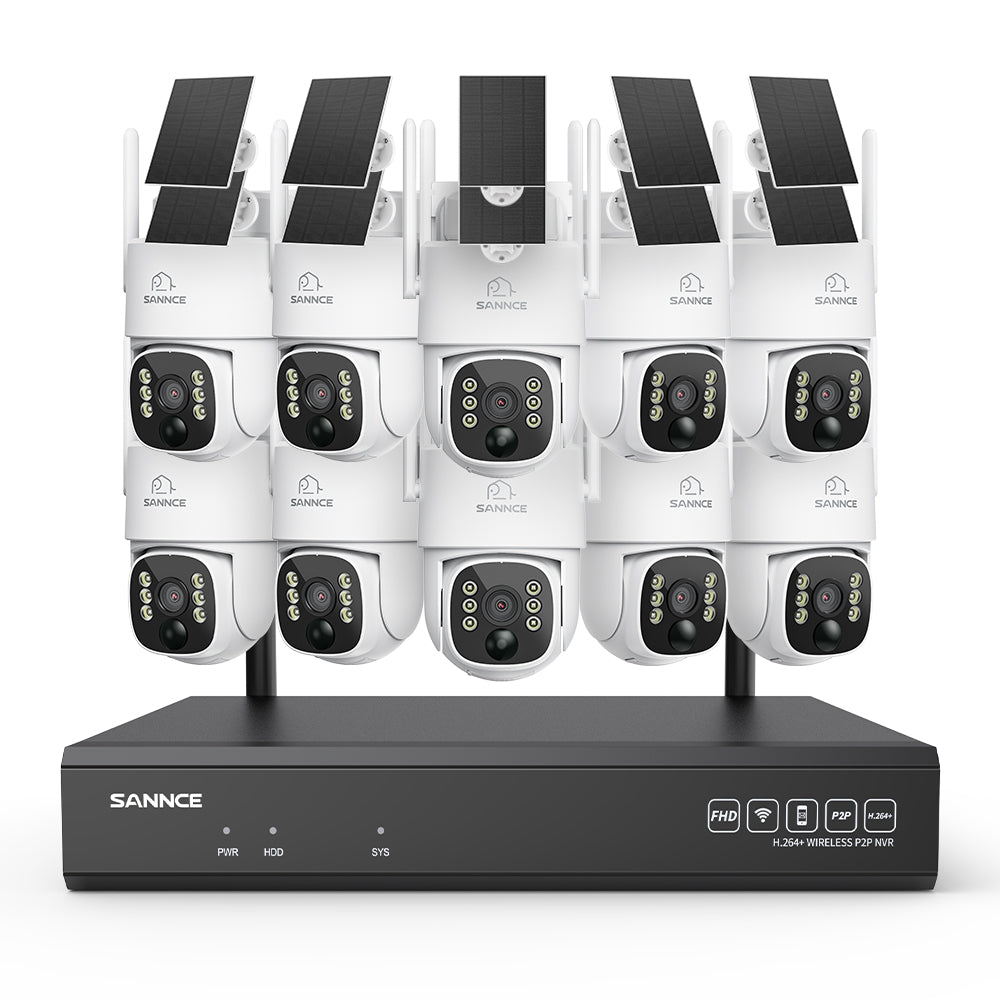 4MP WLAN-Überwachungssystem mit 10 PTZ-Solarkameras & 16-Kanal 8MP NVR, Wi-Fi 6, KI + PIR, 8000-mAh-Akku, Farbnachtsicht, Zwei-Wege-Audio