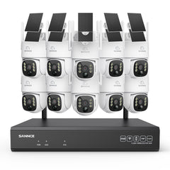 4MP WLAN-Überwachungssystem mit 10 PTZ-Solarkameras & 16-Kanal 8MP NVR, Wi-Fi 6, KI + PIR, 8000-mAh-Akku, Farbnachtsicht, Zwei-Wege-Audio
