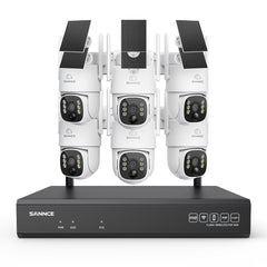 4MP WLAN-Überwachungssystem mit 6 PTZ-Solarkameras & 16-Kanal 8MP NVR, Wi-Fi 6, KI + PIR, 8000-mAh-Akku, Farbnachtsicht, Zwei-Wege-Audio