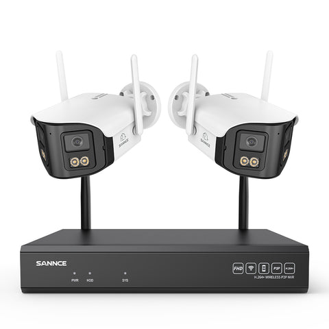 4MP 16-Channel Wireless Security Camera System, 8MP NVR, 2PCS Dual-Lens WiFi Cameras, 170° Wide View, Color Night Vision, AI Detection, Alexa