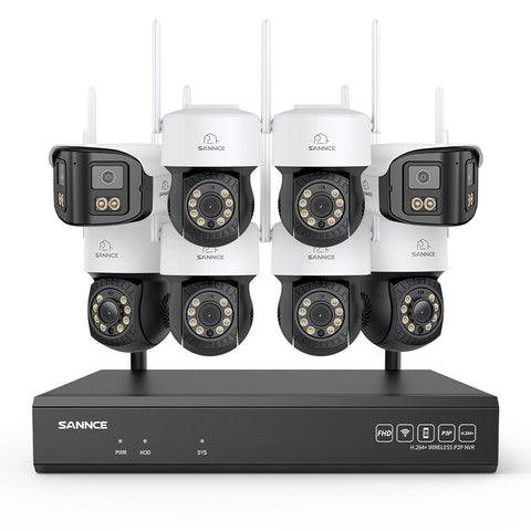 5MP 16-Channel Wireless CCTV System, 8MP NVR, PT WiFi Cameras, AI Audio, Human Detection, Work With Alexa (6xPT Cameras + 2x4MP Dual-Lens Wide-Angle Camera)