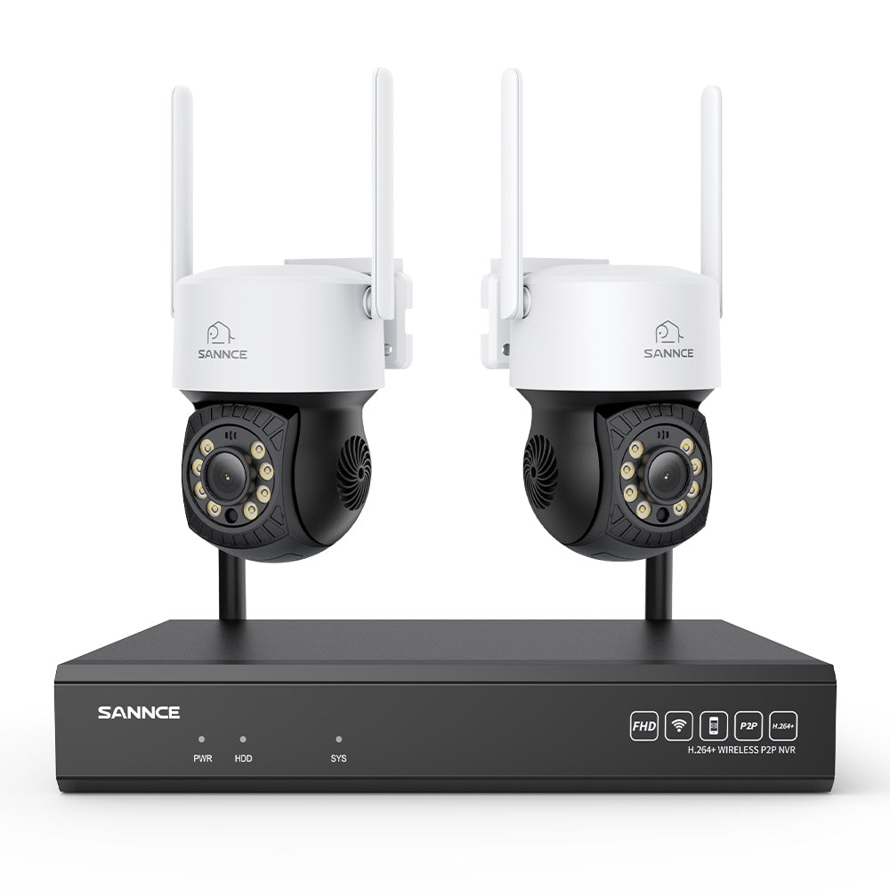 5MP 16-Channel Wireless CCTV PT Camera System, 8MP NVR, 5MP Pan & Tilt 2Pcs WiFi IP Cameras, Audio Recording, AI Human Detection, Work With Alexa