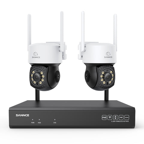 5MP 16-Channel Wireless CCTV PT Camera System, 8MP NVR, 5MP Pan & Tilt 2Pcs WiFi IP Cameras, Audio Recording, AI Human Detection, Work With Alexa
