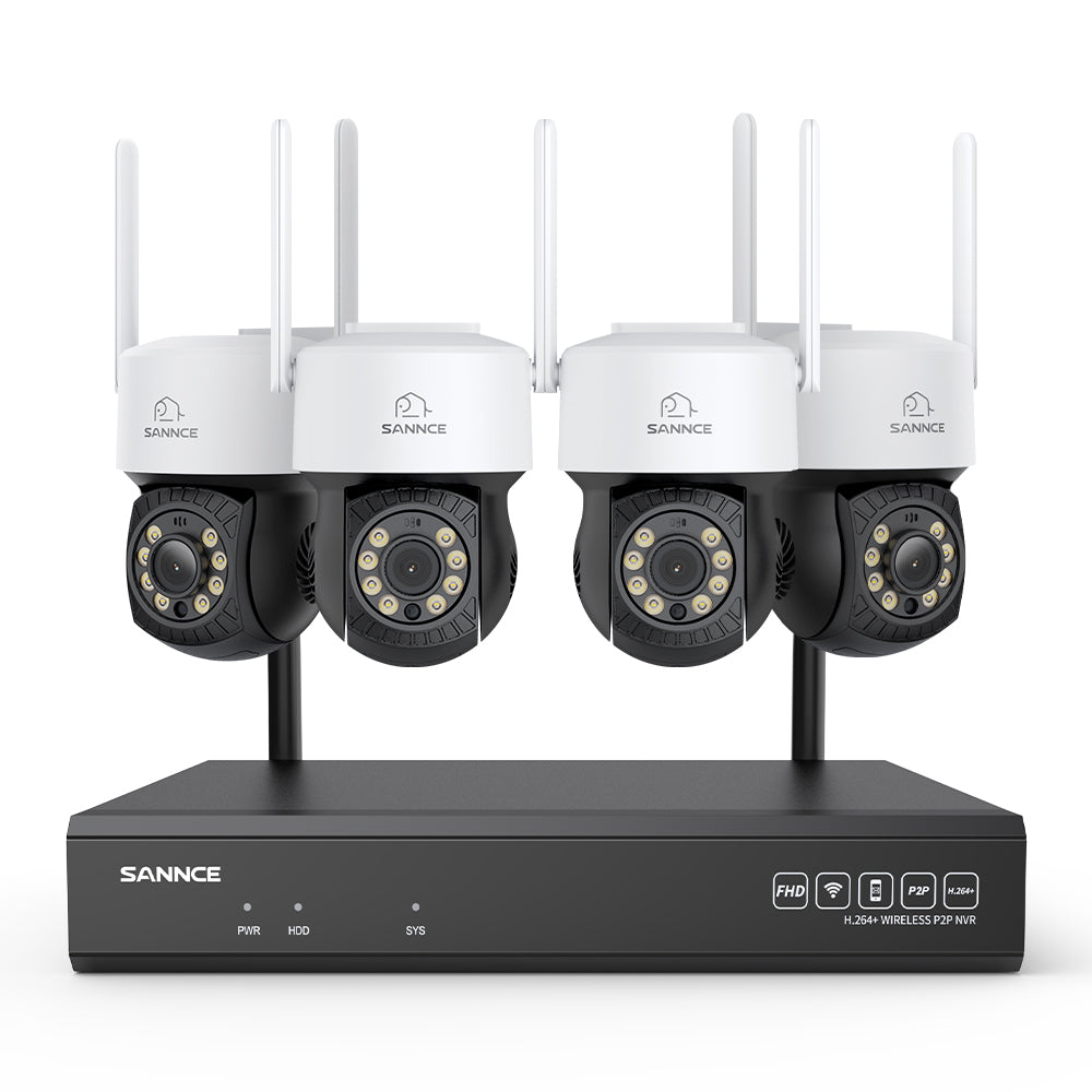 5MP 16-Channel Wireless CCTV PT Camera System, 8MP NVR, 5MP Pan & Tilt 4Pcs WiFi IP Cameras, Audio Recording, AI Human Detection, Work With Alexa