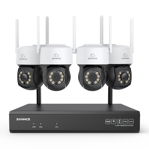 5MP 16-Channel Wireless CCTV PT Camera System, 8MP NVR, 5MP Pan & Tilt 4Pcs WiFi IP Cameras, Audio Recording, AI Human Detection, Work With Alexa