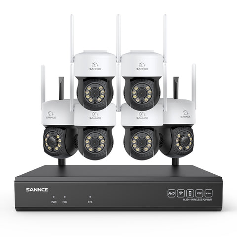 3MP 16-Channel Wireless CCTV PT Camera System, 8MP NVR, 3MP Pan & Tilt 6Pcs WiFi IP Cameras, Audio Recording, AI Human Detection, Work With Alexa