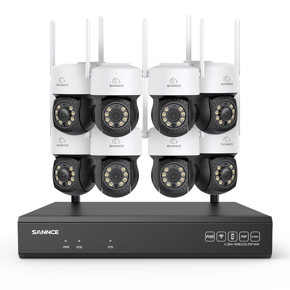 5MP 16-Channel Wireless CCTV PT Camera System, 8MP NVR, 5MP Pan & Tilt 8Pcs WiFi IP Cameras, Audio Recording, AI Human Detection, Work With Alexa