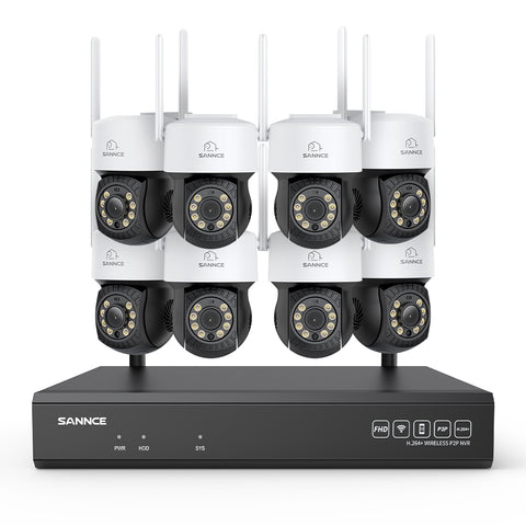 5MP 16-Channel Wireless CCTV PT Camera System, 8MP NVR, 5MP Pan & Tilt 8Pcs WiFi IP Cameras, Audio Recording, AI Human Detection, Work With Alexa