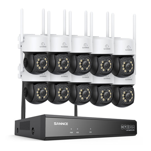 5MP 16-Channel Wireless CCTV PT Camera System, 8MP NVR, 5MP Pan & Tilt 10Pcs WiFi IP Cameras, Audio Recording, AI Human Detection, Work With Alexa