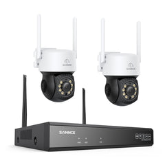 5MP 16-Channel Wireless CCTV PT Camera System, 8MP NVR, 5MP Pan & Tilt 2Pcs WiFi IP Cameras, Audio Recording, AI Human Detection, Work With Alexa