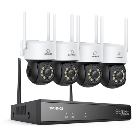 5MP 16-Channel Wireless CCTV PT Camera System, 8MP NVR, 5MP Pan & Tilt 4Pcs WiFi IP Cameras, Audio Recording, AI Human Detection, Work With Alexa