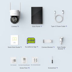 2K 4MP Wireless Pan & Tilt IP Camera, Battery/Solar Powered, Color Night Vision, Two-Way Audio, Compatible with Alexa, PIR Human Detection