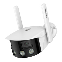 Certified Refurbished, 2K 4MP Panoramic Outdoor WiFi Dual-Lens Security Camera, 180° Ultra Wide Angle, Color Night Vision, Human & Vehicle Smart Detection, Two-Way Audio, IP66 Waterproof, Works with Alexa & Google Assistant