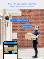 3MP 10-Channel Wireless CCTV PT & Bullet Camera System, 8MP NVR, 3MP Pan & Tilt WiFi IP Cameras, Audio Recording, AI Human Detection, Work With Alexa