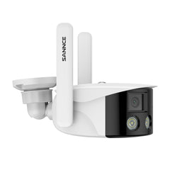 Certified Refurbished, 2K 4MP Panoramic Outdoor WiFi Dual-Lens Security Camera, 180° Ultra Wide Angle, Color Night Vision, Human & Vehicle Smart Detection, Two-Way Audio, IP66 Waterproof, Works with Alexa & Google Assistant
