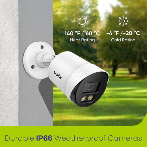 SANNCE Full Color Night Vision 1080P TVI Bullet Wired Security Camera, 2 Warm Lights, IP66 Weatherproof for Indoor Outdoor, 100ft Clear Full Color Night Vision, No Power Supply