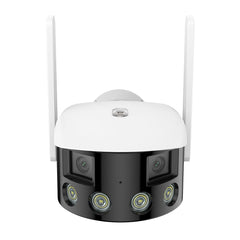 Certified Refurbished, 2K 4MP Panoramic Outdoor WiFi Dual-Lens Security Camera, 180° Ultra Wide Angle, Color Night Vision, Human & Vehicle Smart Detection, Two-Way Audio, IP66 Waterproof, Works with Alexa & Google Assistant