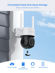 3MP 10-Channel Wireless CCTV PT & Bullet Camera System, 8MP NVR, 3MP Pan & Tilt WiFi IP Cameras, Audio Recording, AI Human Detection, Work With Alexa