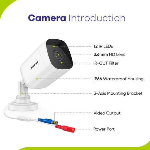 1080p 4-Channel Security Camera System - Hybrid 5-in-1 DVR, 4pcs 2MP Outdoor Bullet Cameras, Motion Detection, Weathproof