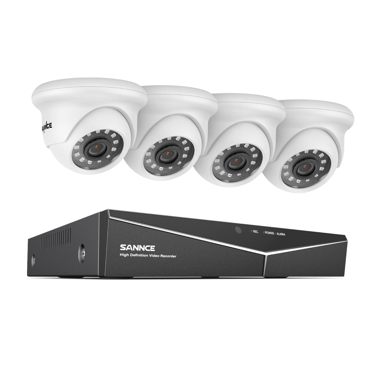 Certified Refurbished 8 Channel 1080P Wired Security Camera System - Hybrid DVR, 4pcs 2MP Turret Cameras, Outdoor & Indoor, Smart Motion Detection, Remote Access