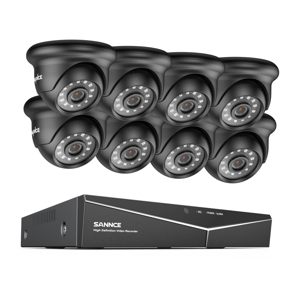 1080p 16 Channel 8 Camera Outdoor Wired Security System, Smart Motion Detection, 100 ft Infrared Night Vision, IP66 Weatherproof