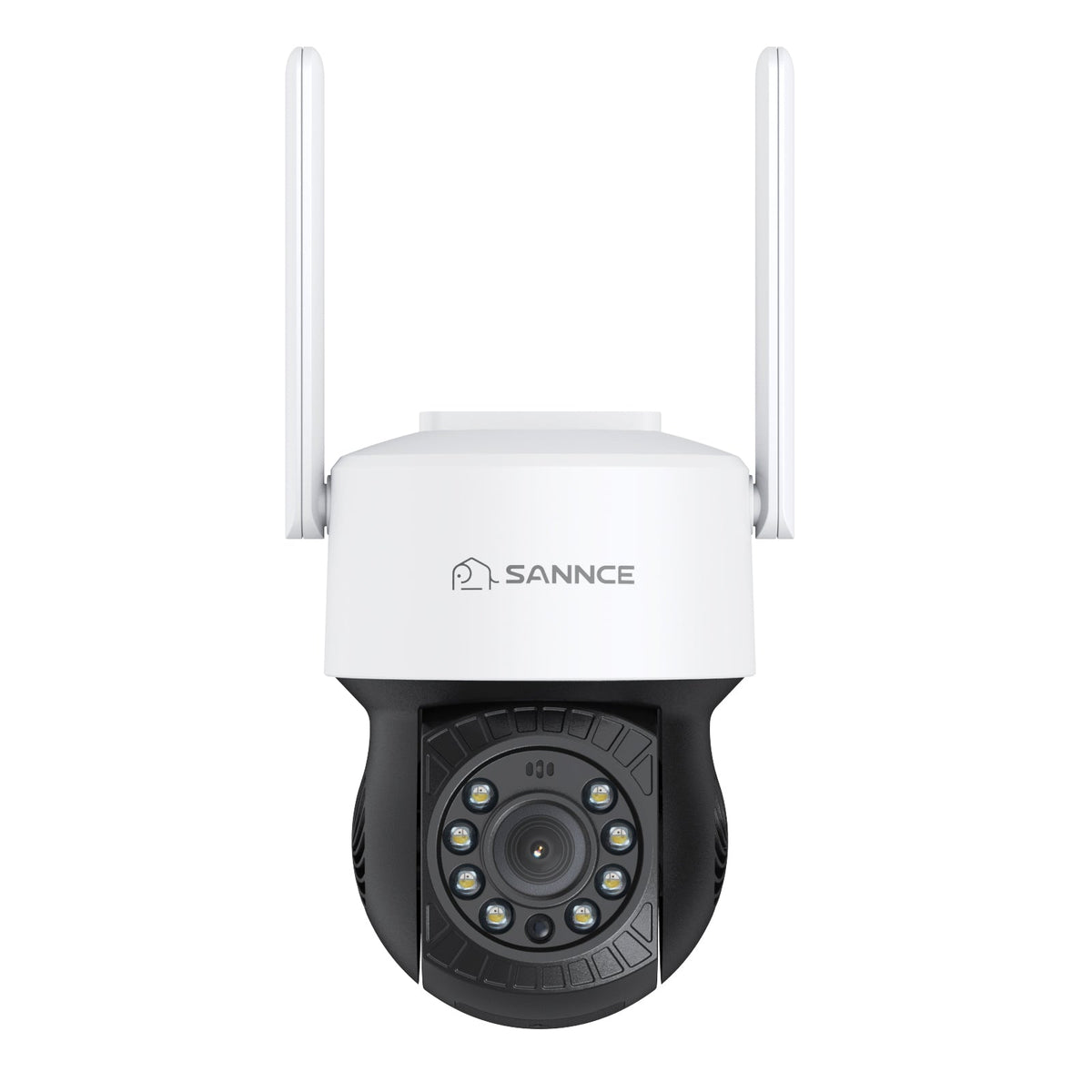 Telecamera di sicurezza dome wireless con inclinazione panoramica da esterno 2K 4MP, visione notturna a colori, audio bidirezionale, rilevamento umano intelligente AI, supporto Alexa/Google Assistant