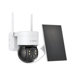 2K 4MP Wireless Pan & Tilt IP Camera, Battery/Solar Powered, Color Night Vision, Two-Way Audio, Compatible with Alexa, PIR Human Detection