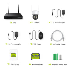 5MP 10-Channel Wireless PT Security Camera System, 8MP NVR, 5MP Pan & Tilt Camera, Two-Way Audio, IP66 Waterproof, Smart AI Human Detection, Work With Alexa