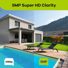 8 Channel 5MP PoE Security Camera System, 6pcs H.265+ Wired Bullet 5MP Outdoor PoE IP Cameras with Audio Recording, 4K 8CH NVR for 24/7 Recording