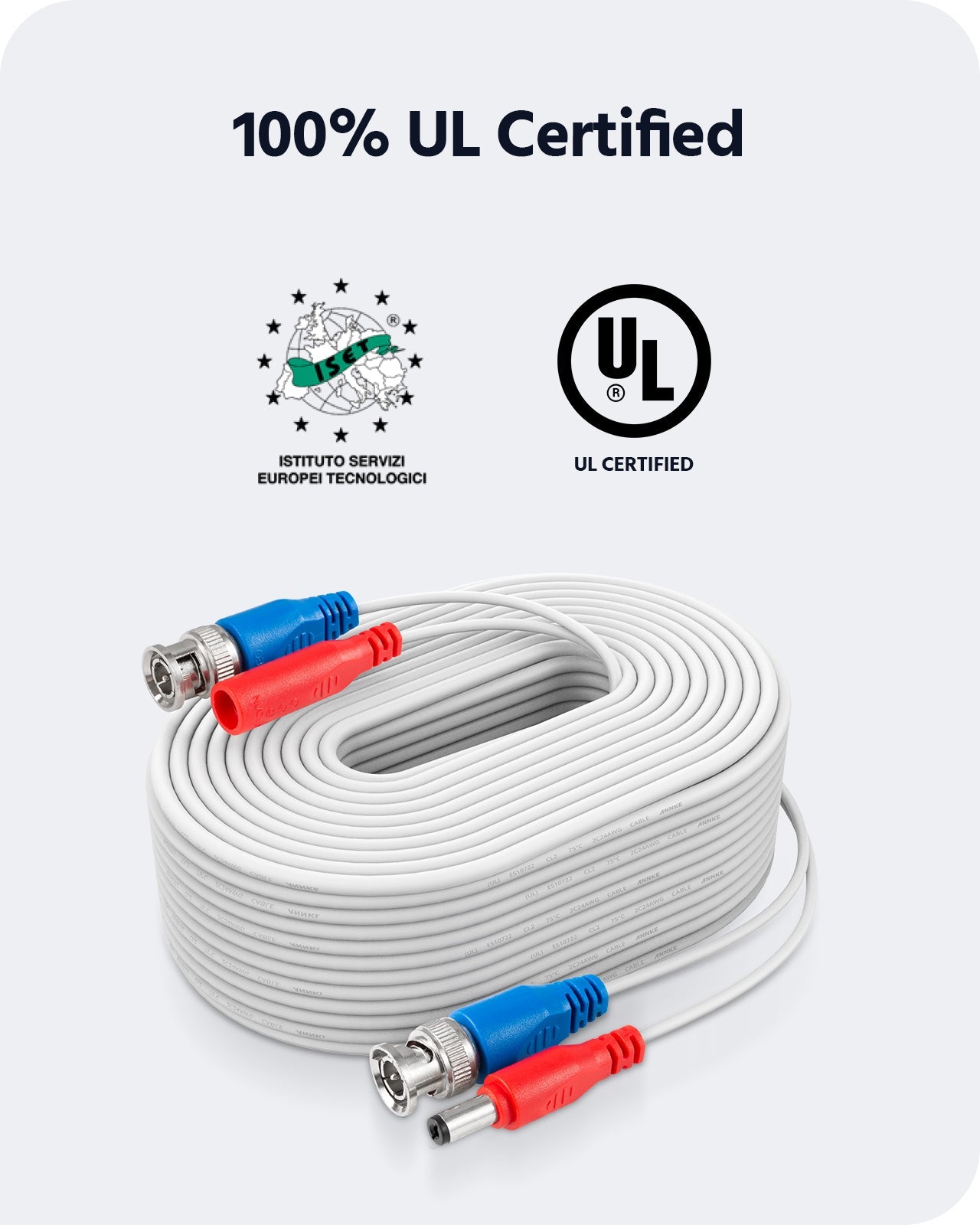 4 X 100 Ft All-in-One BNC Video & Power Cable With Connectors – For Lorex DVR, WX