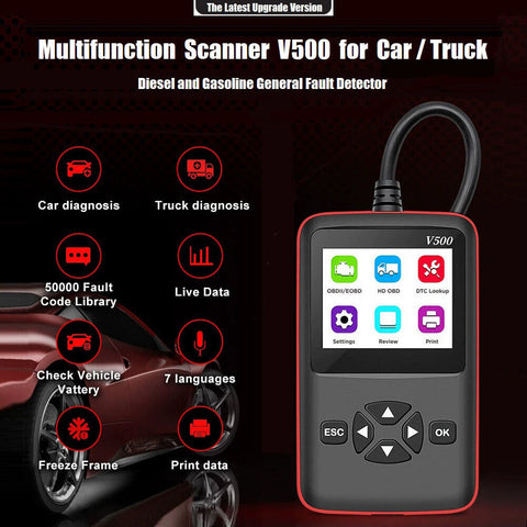 Car Truck OBD2 Scanner Heavy Duty Truck Automotive 2 in 1 DPF Oil Reset CR-HD Fault Diagnostic Code Reader Tool w/ Color Screen