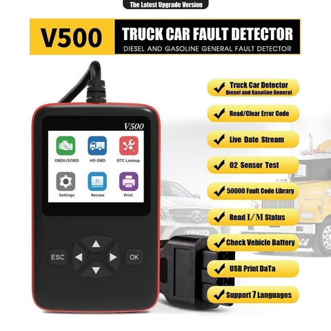 Car Truck OBD2 Scanner Heavy Duty Truck Automotive 2 in 1 DPF Oil Reset CR-HD Fault Diagnostic Code Reader Tool w/ Color Screen