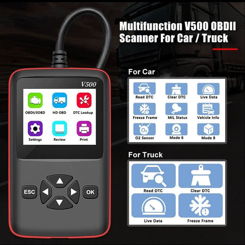 Car Truck OBD2 Scanner Heavy Duty Truck Automotive 2 in 1 DPF Oil Reset CR-HD Fault Diagnostic Code Reader Tool w/ Color Screen